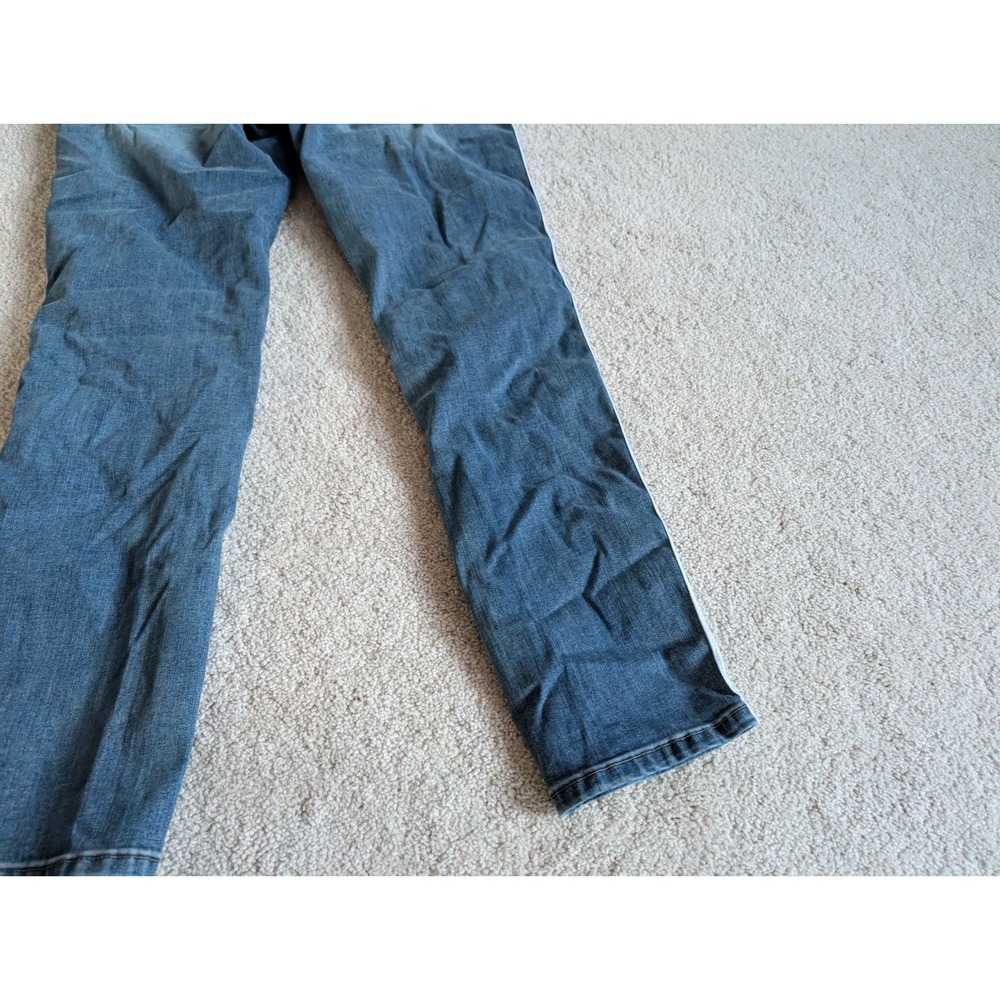 Karl Lagerfeld Blue Denim Side Stripe Straight Leg Pants Womens 12 Logo Tape - Picture 12 of 15